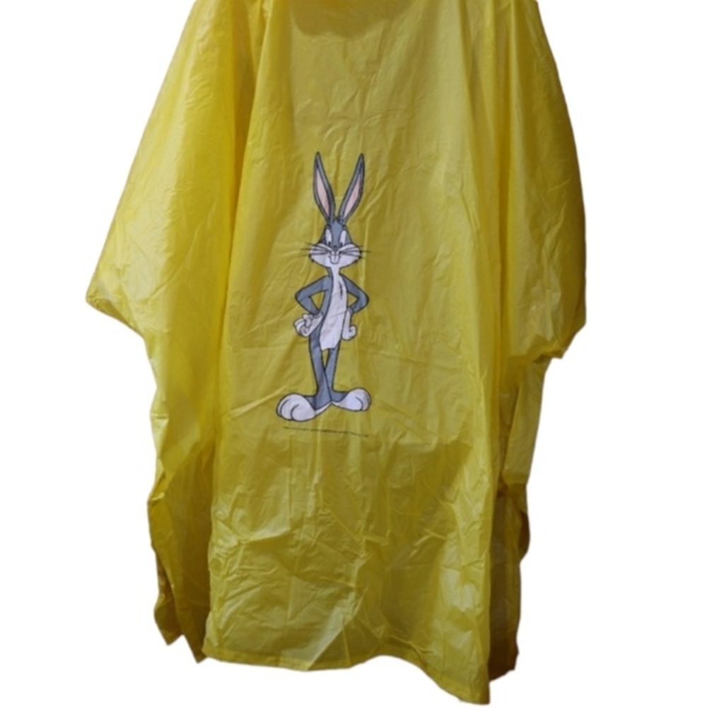 Vintage Six Flags Bugs Bunny Looney Tunes Yellow Rain Poncho OS